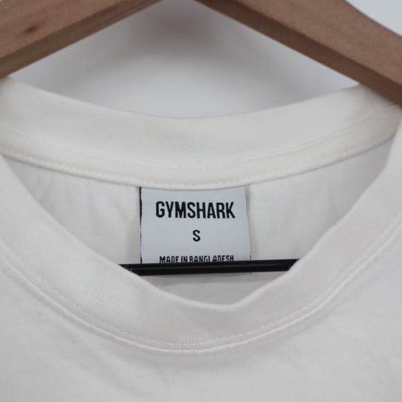 Gymshark Logo T Shirt White Crew Neck Short Sleeve Athleisure Size S - Picture 3 of 7